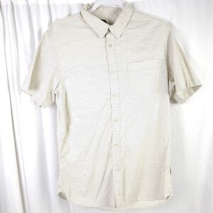The North Face Mens Large White Striped Short Sleeve Button Down Shirt